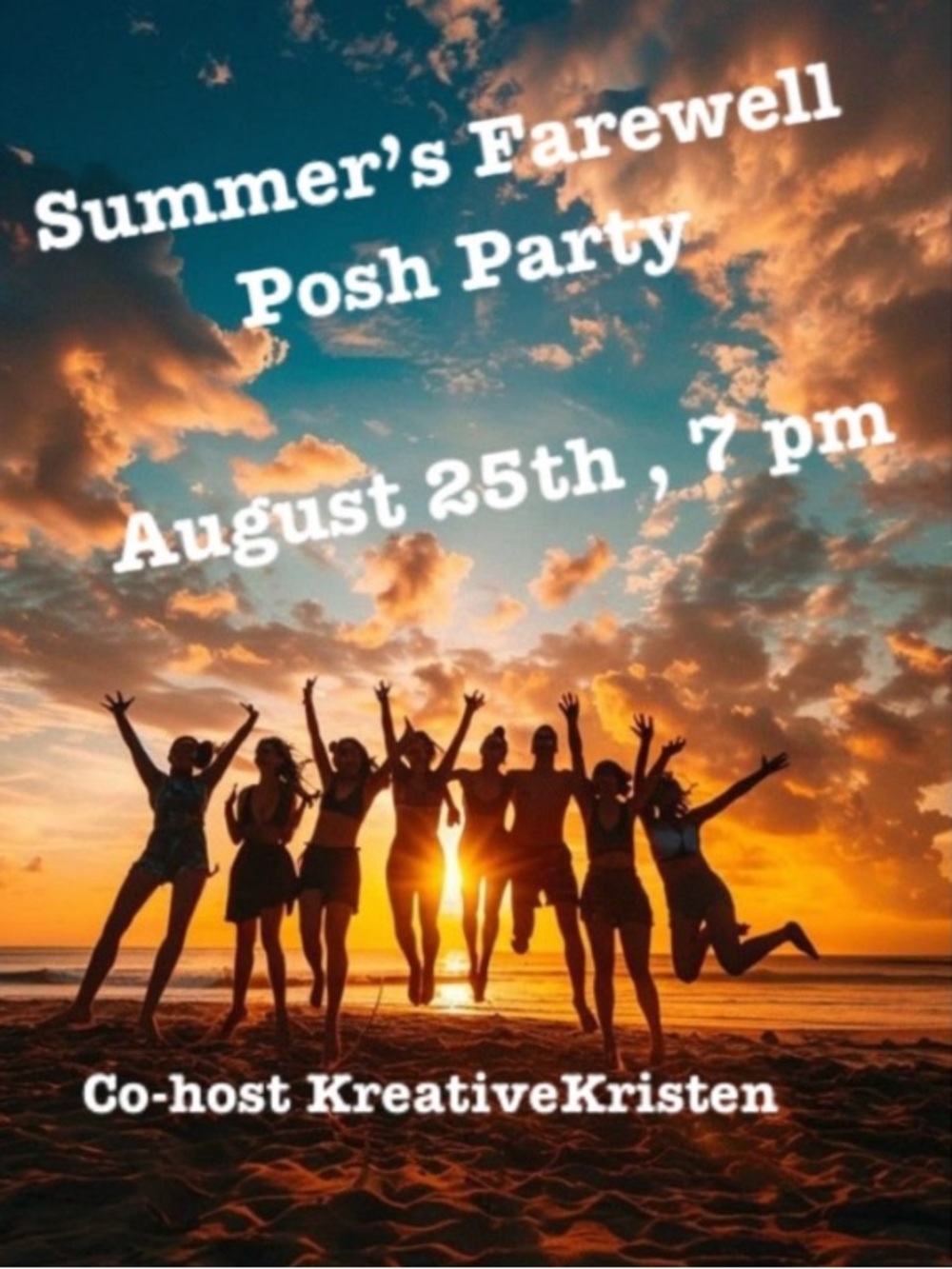 Sunset Beach Party Invitation Poster - Orange - Picture 1 of 5